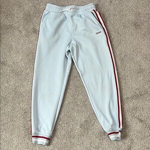 Esprit size 10 girls Kids Light Blue Track Pants with Red Stripes